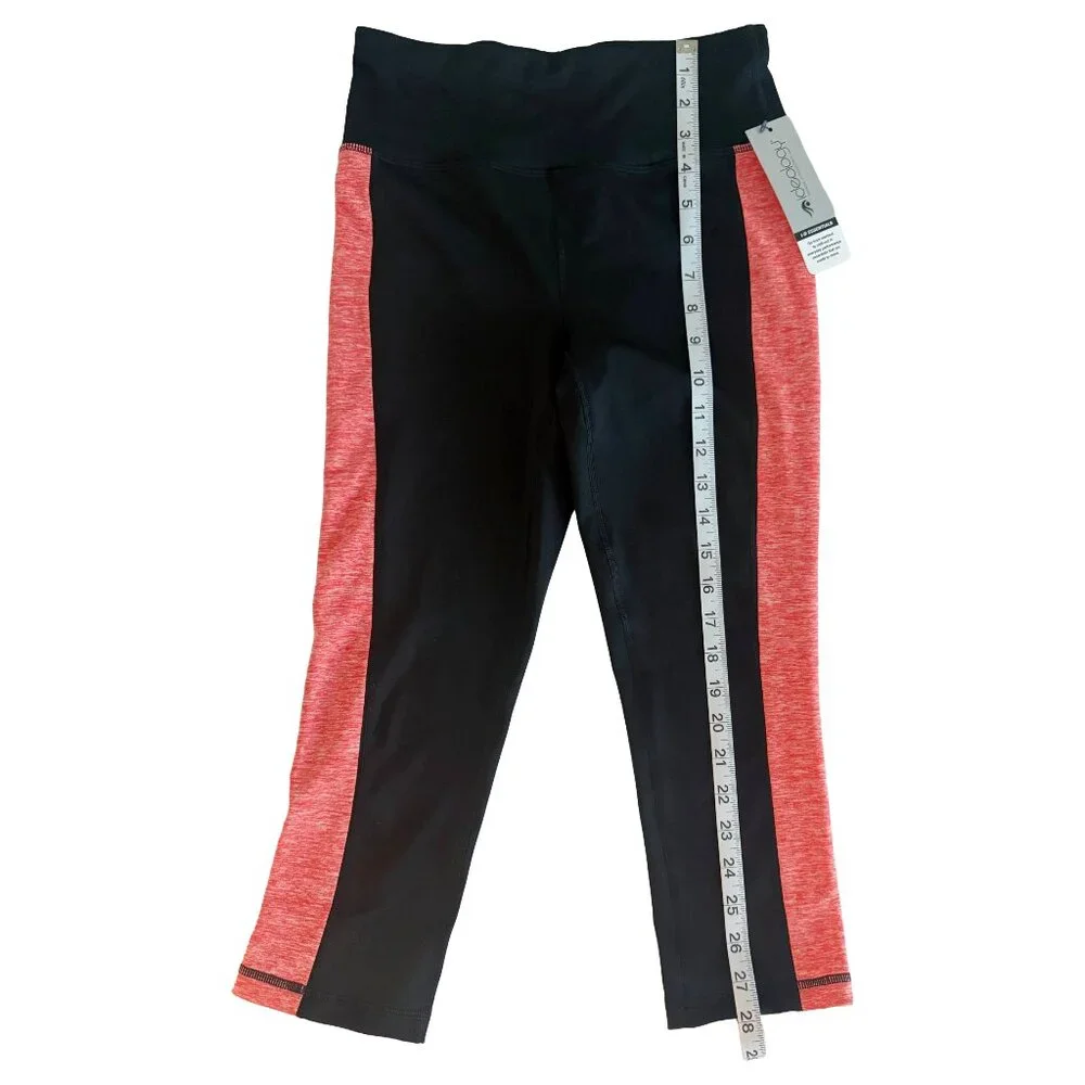 Ideology Black & Orange Colorblock Athletic Leggings XS